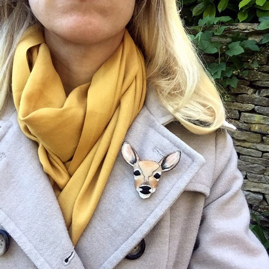 Embroidered Fawn Brooch