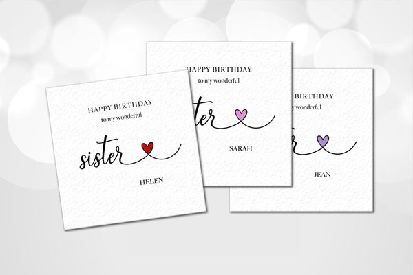 Personalised Sister Birthday Card
