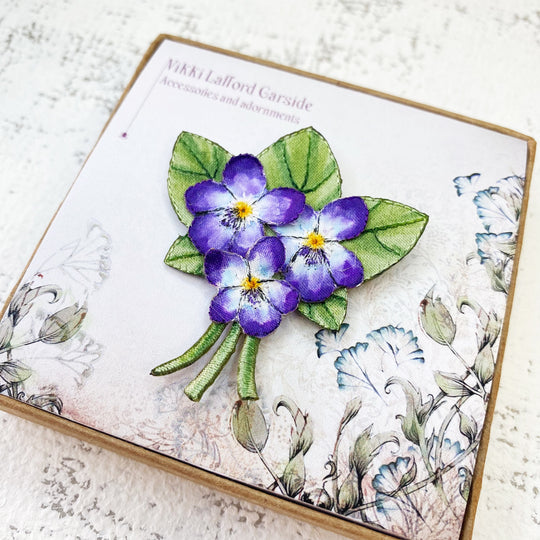Embroidered Violet Brooch