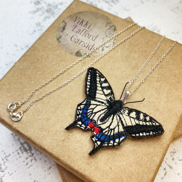 Embroidered Swallowtail Butterfly Necklace