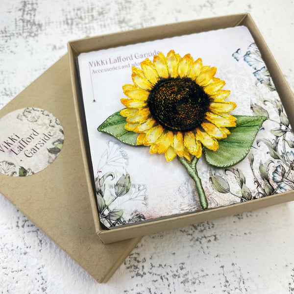 Embroidered Sunflower Brooch