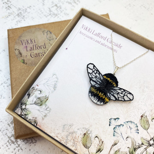 Embroidered Bumblebee Necklace