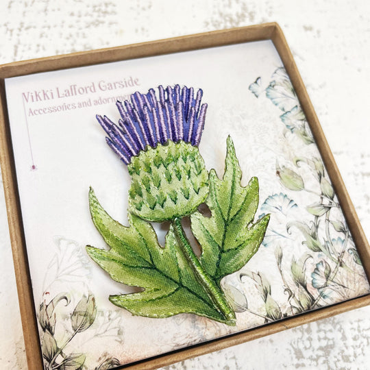 Embroidered Thistle Brooch