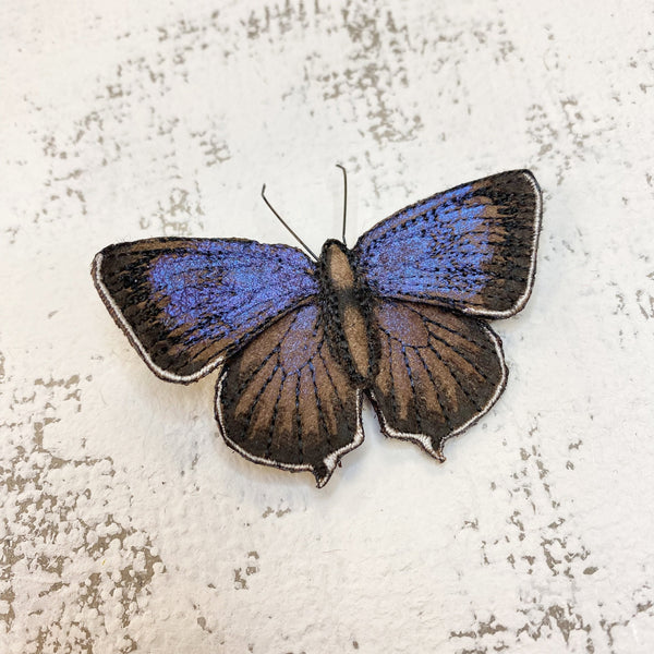 Embroidered Purple Hairstreak Butterfly Brooch