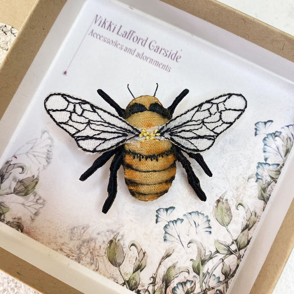 Embroidered Common Carder Bumblebee Brooch