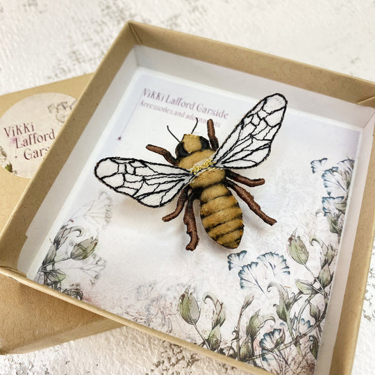 Embroidered Honey Bee Brooch