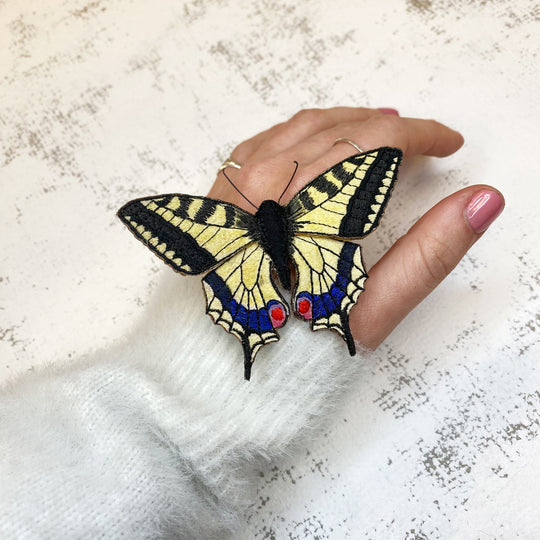 Embroidered Swallowtail Butterfly Brooch