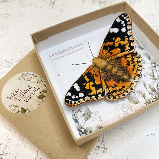 Embroidered Painted Lady Butterfly Brooch