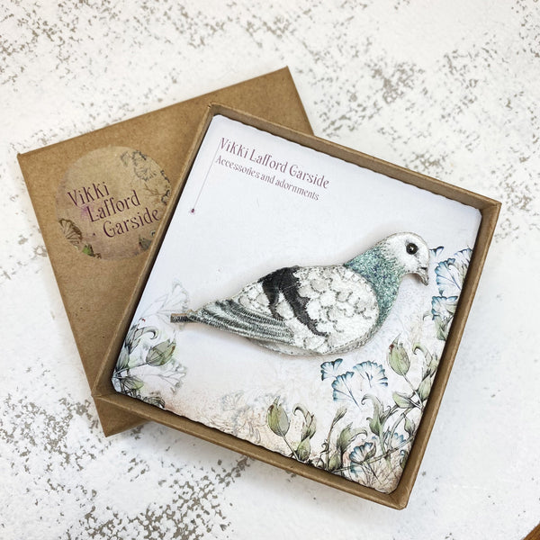 Embroidered Pigeon Brooch