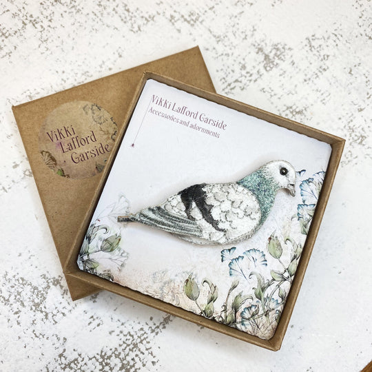 Embroidered Pigeon Brooch