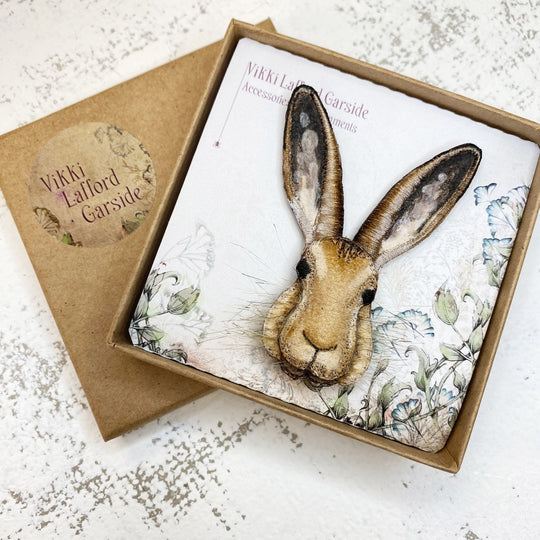 Embroidered Hare Brooch