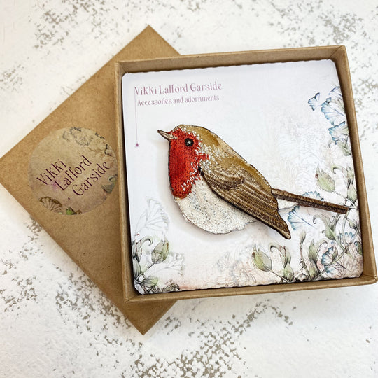 Embroidered Robin Brooch