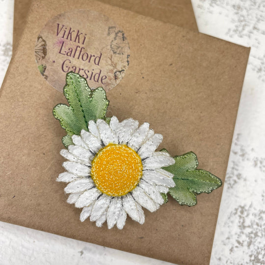 Embroidered Daisy Brooch