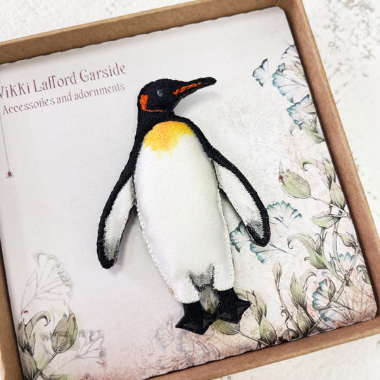 Embroidered Penguin Brooch