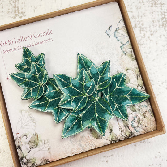 Embroidered Large Ivy Leaf Brooch