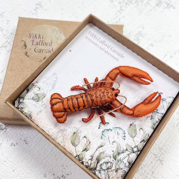 Embroidered Lobster Brooch