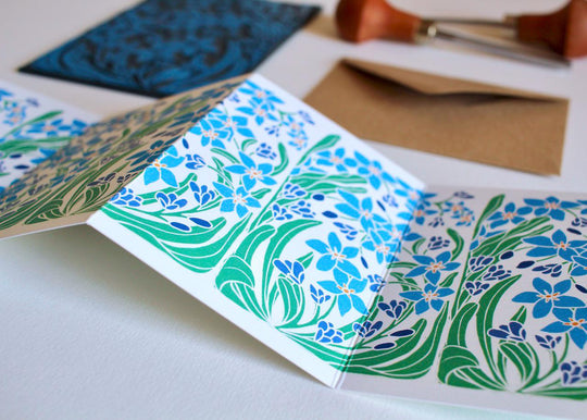Forget-me-not Flowers Concertina Card | Single Card & Envelope