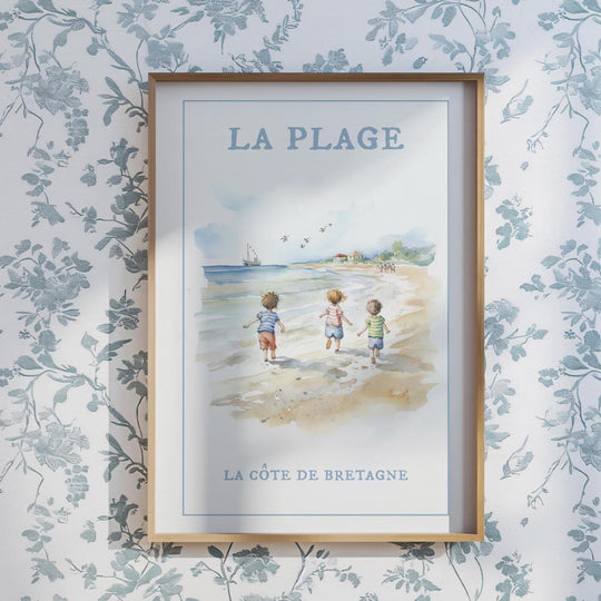 Coastal Beach Art Print La Plage Illustration