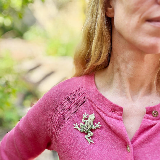 Embroidered Frog Brooch