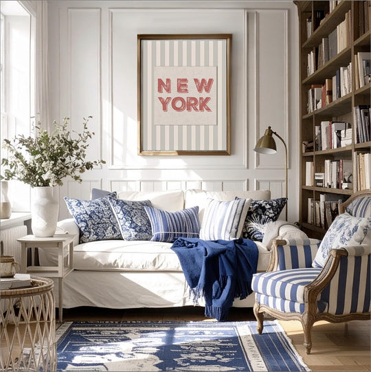 NYC Print Contemporary Wall Art New York Graphic Striped Artwork