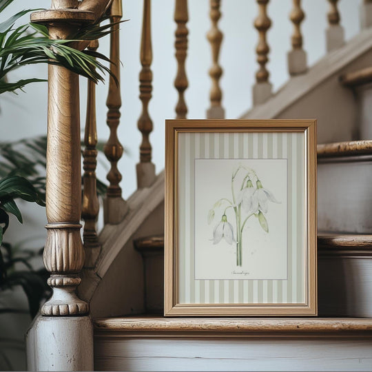 Flower Wall Art Snowdrops Floral Illustration Vintage Garden Flowers Wildflower Wall Art Gift Dorm Wall Decor Cottagecore Aesthetic