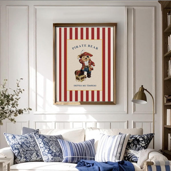 Bear Artwork Pirate Print Kids Room Decor