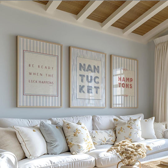 Coastal Wall Art Set of 3 Prints Whimsical Beach House Artwork