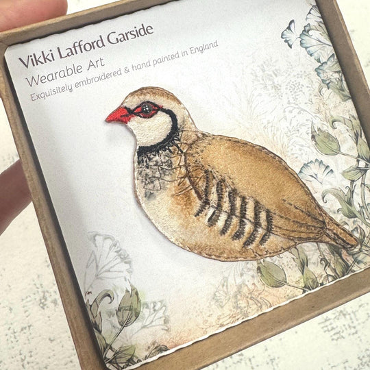 Embroidered Partridge Brooch