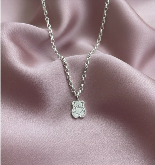 Sterling Silver Teddy Bear Charm Necklace | Meaningful gift