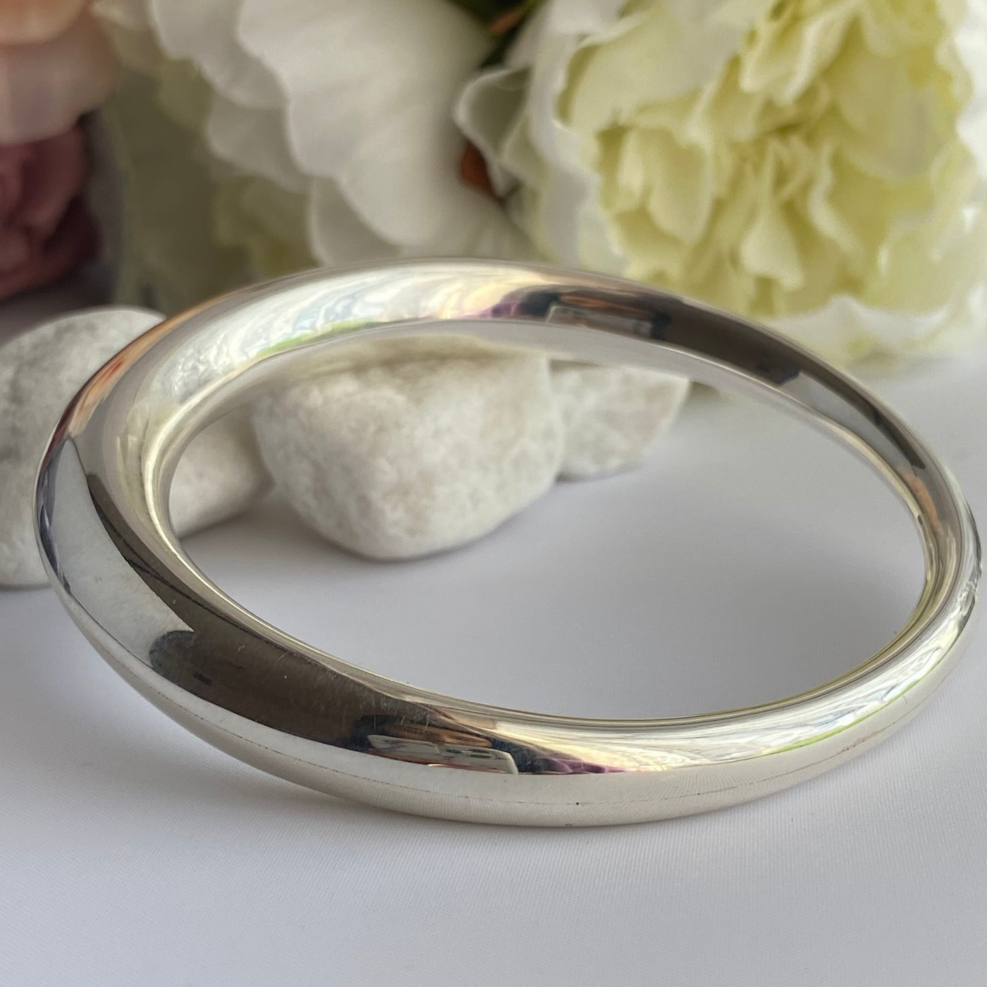Chunky Silver Round Bangle with a Graduated Tapered Design – Country ...
