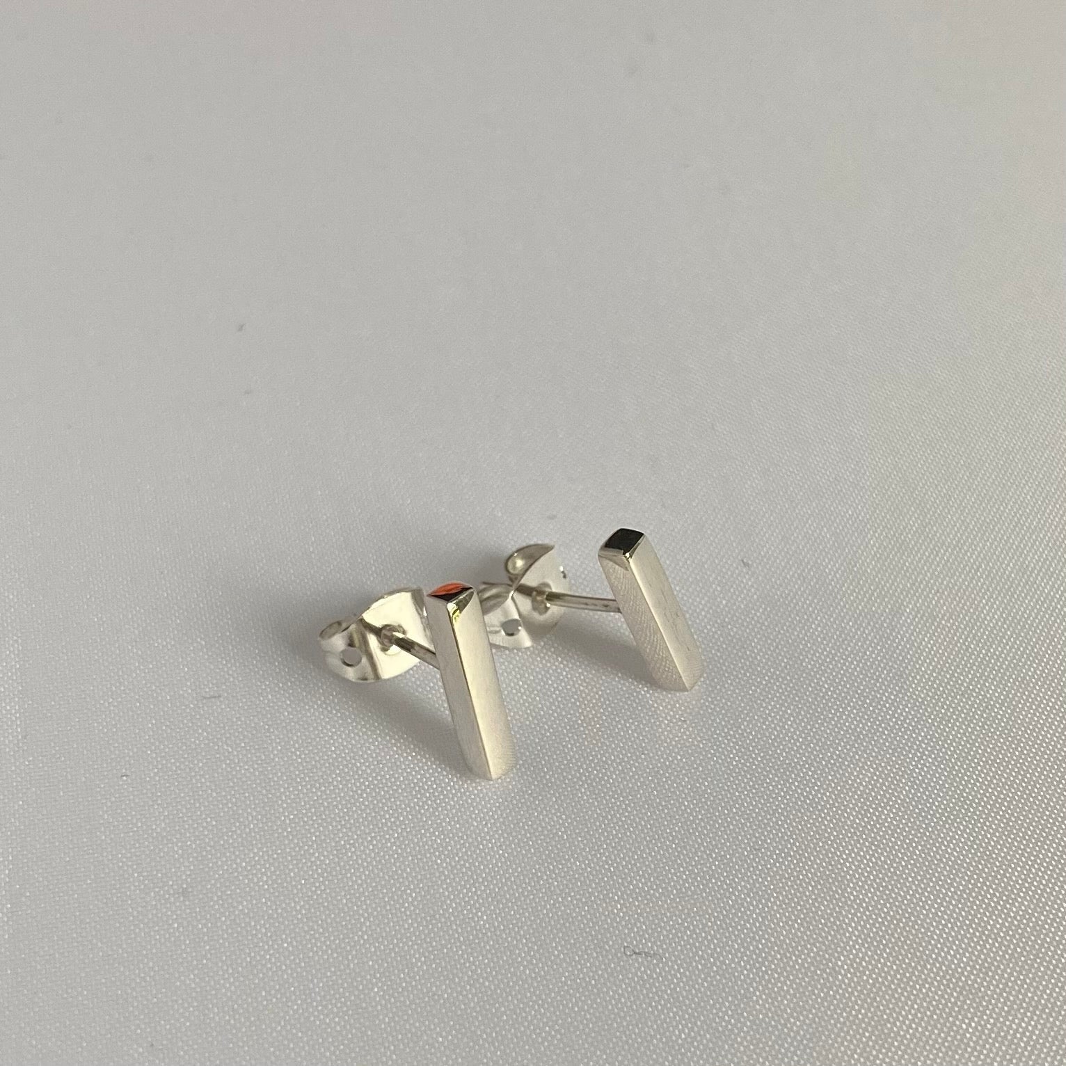 Dainty Cuboid Shaped Straight Bar Sterling Silver Stud Earrings ...