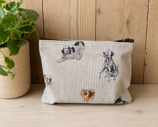 Beige Dog  Design Fabric washbag 