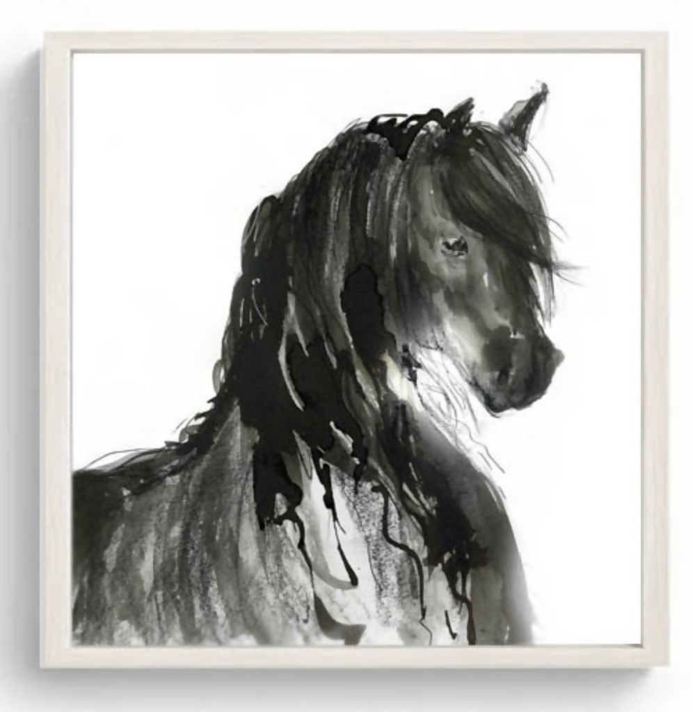 Limited Edition Hand Embellished Canvas Print Nero the Friesian Horse