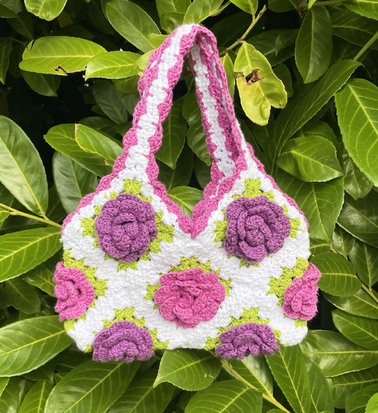 Purple Rose Garden 3D Flower Shoulder Bag