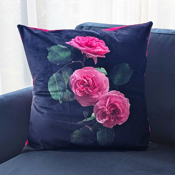 Pink Rose Velvet Cushion