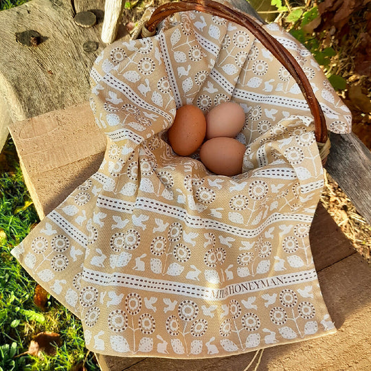 Bunny & Bird Organic Cotton Tea Towel in Straw