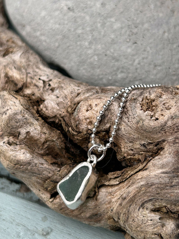 seaglass & silver necklace