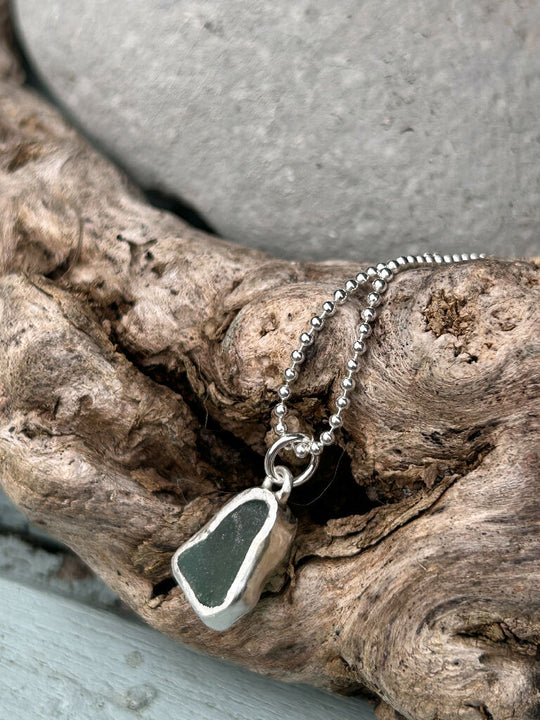 seaglass & silver necklace