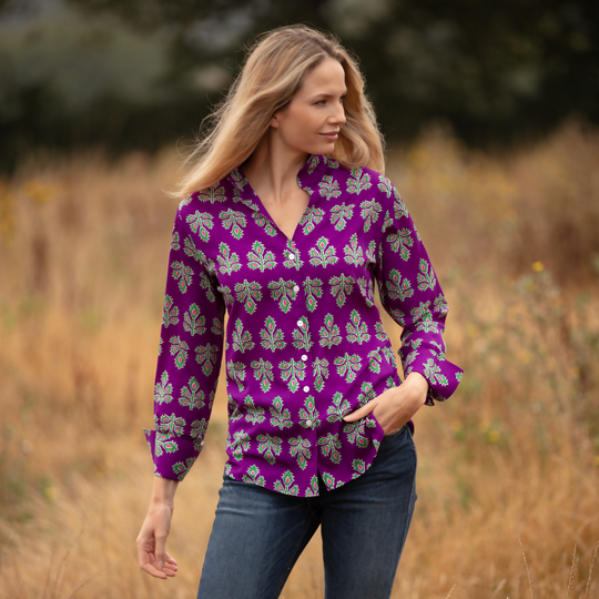 Chelsea Shirt In Violet & Green Thistle