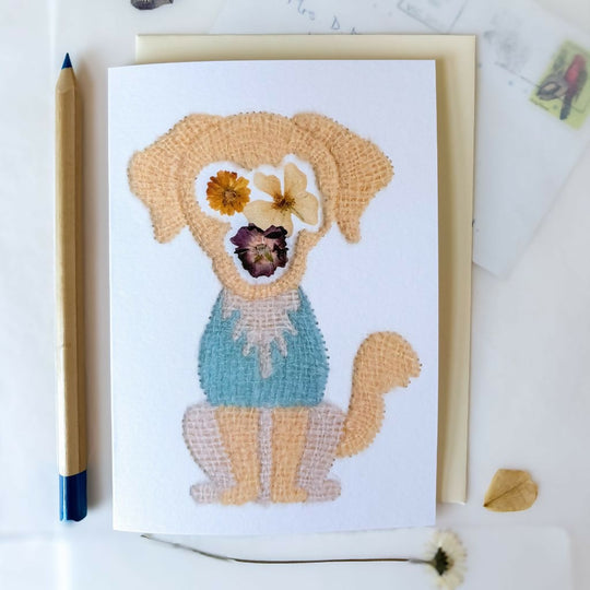 Botanical Golden Retriever Greetings Card