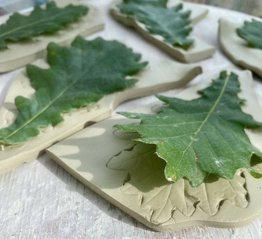 Double Oak leaf with acorn sculpture - Hand sculpted Personalised Ceramic Wall Hanging, wedding gift - MADE TO ORDER