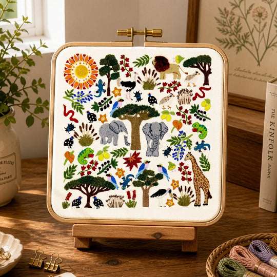 African Savanna, Hand Embroidery Kit Design