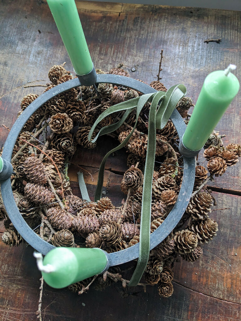 Christmas Gift Set, Larch Wreath, Advent Candle Holder With Candles