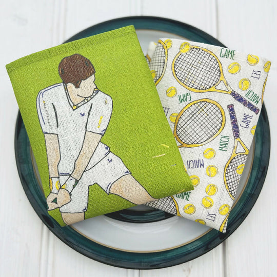 Set of Two Linen Napkins - Sporting designs