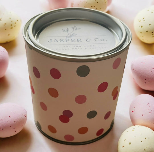 Pastel Polka Dot Candle Tin – Limited Edition Spring Design
