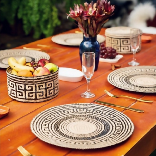 Black Medusa Placemat Handwoven Mawisa Palm