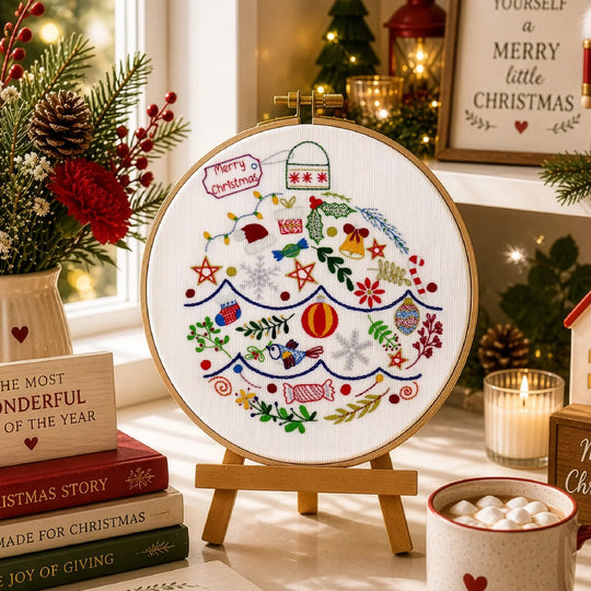 A Very Merry Bauble Christmas Hand Embroidery Kit