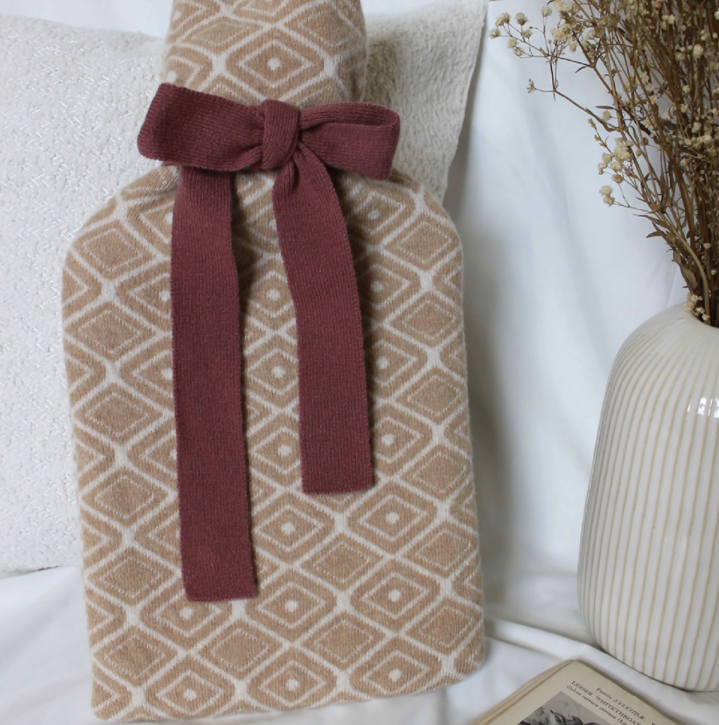 Reversible Merino Hot Water Bottle in Sand