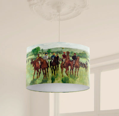 Handmade lampshade horse racing watercolour lampshade horse and jockey race day painting lampshade hanging ceiling pendant lightshade