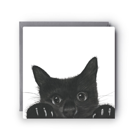 The Curious Cat: Adorable Peeking Cat Greeting Card for All Cat Lovers
